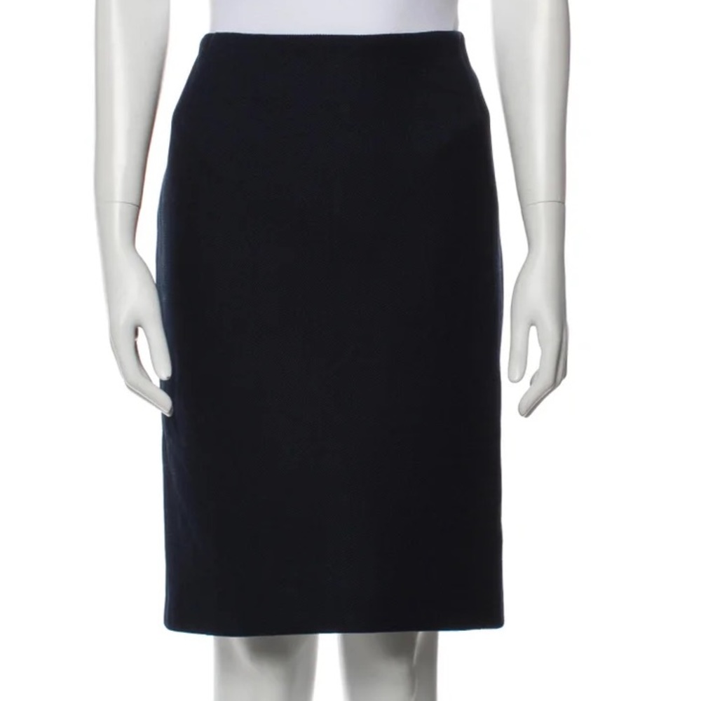 Akris Punto Ultramarine pencil Skirt navy blue Made in Italy hidden zipper